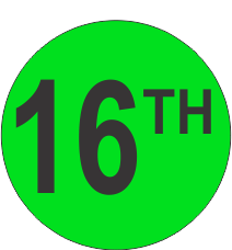 Sixteenth (16th) Fluorescent Circle or Square Labels